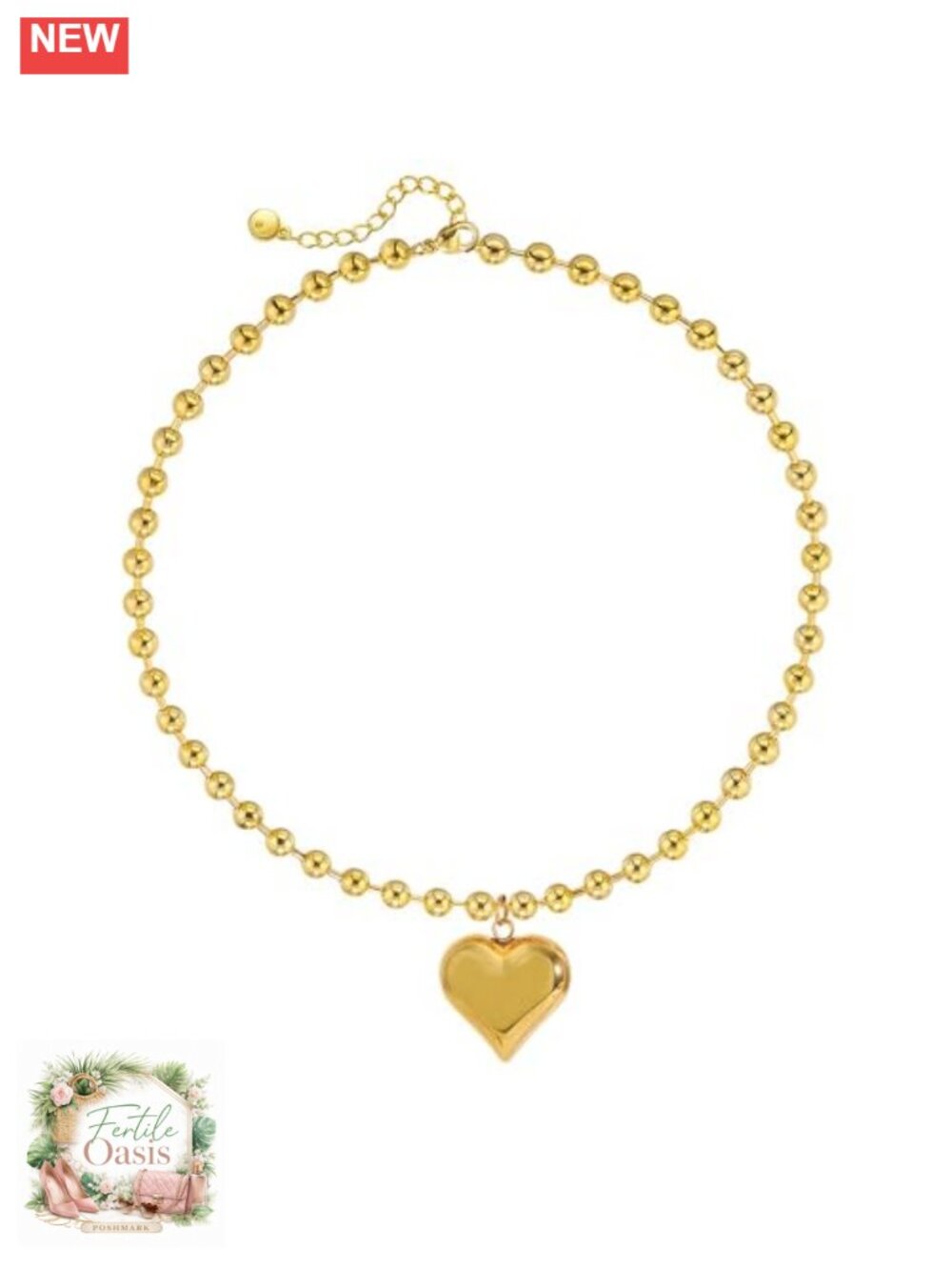 18K Gold Plated Heart Chunky Choker Necklace Women